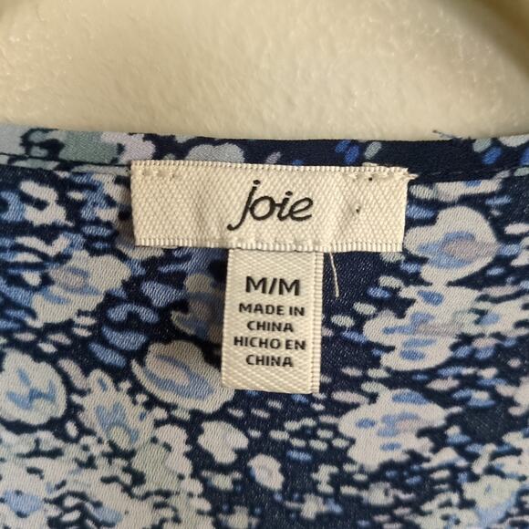 JOIE Parisian Paisley Peasant Top Blue Long Sleeve Tie Neck Women's Medium - Picture 4 of 6